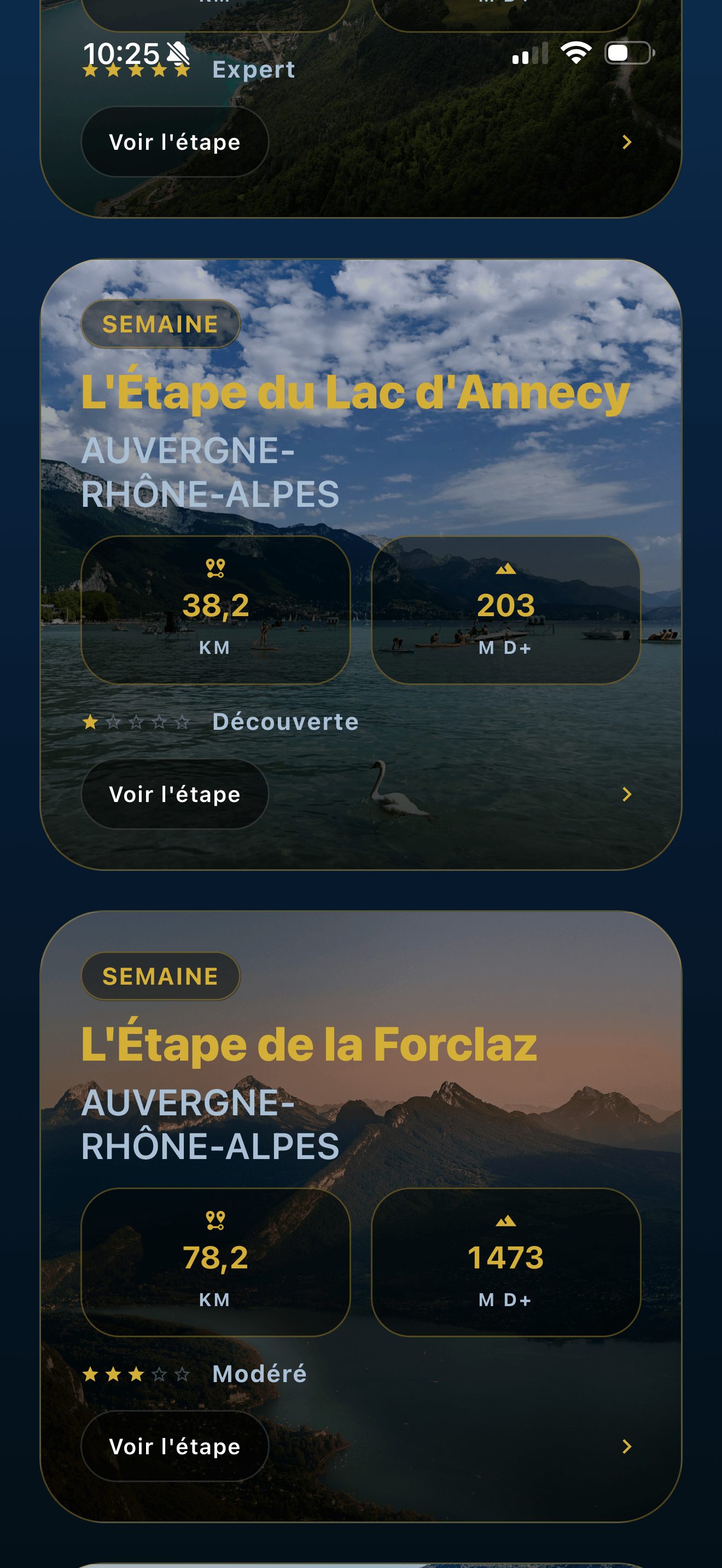 Cartes d’étapes officielles